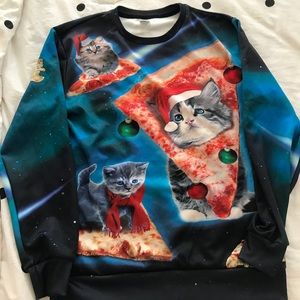 Space kitty on a pizza sweater